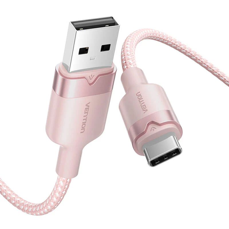 Vention USB 2.0 A Male to C Male 3A Aluminum Alloy Type cable 2m Pink