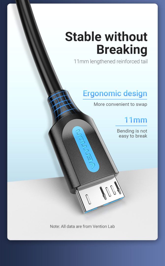 Vention USB 3.0 A Male to Micro-B Male PVC Type cable 1,5m Black