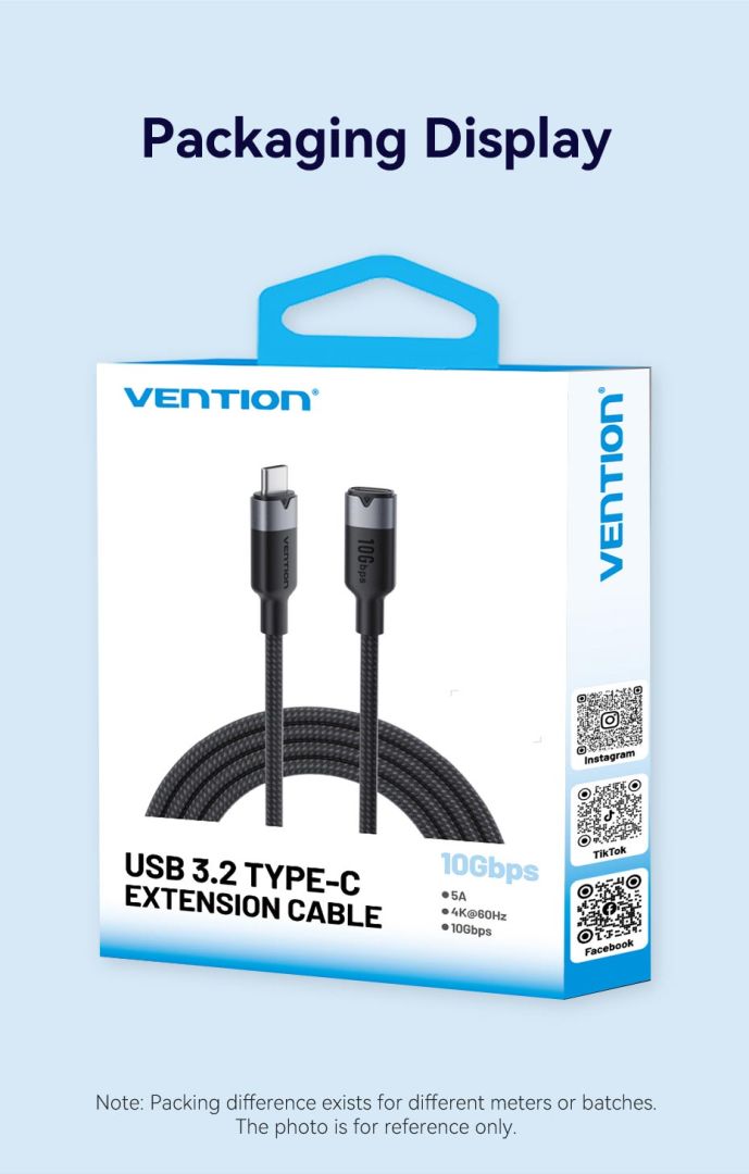 Vention USB 3.2 Gen2 C Male to C Female 10Gbps Extension Aluminum Alloy Type cable 1m White