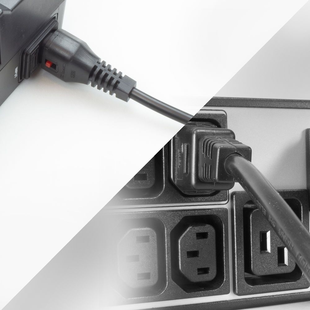 ACT Powercord C13 IEC Lock - C14 2m Black