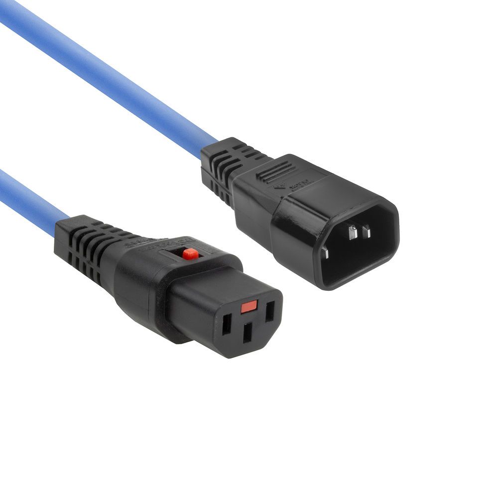 ACT Powercord C13 IEC Lock - C14 0,5m Blue