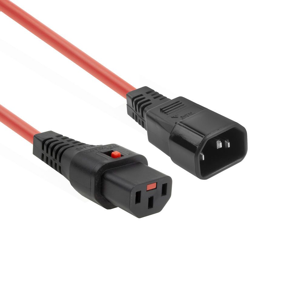 ACT Powercord C13 IEC Lock - C14 2m Red