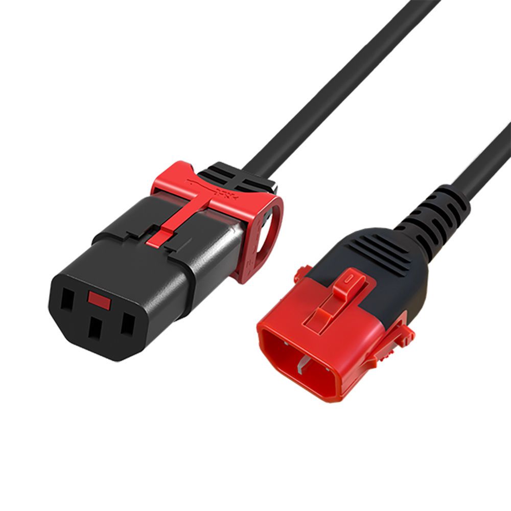 ACT Powercord C13 IEC Lock+ - C14 IEC Lock Dual Locking 0,5m Black