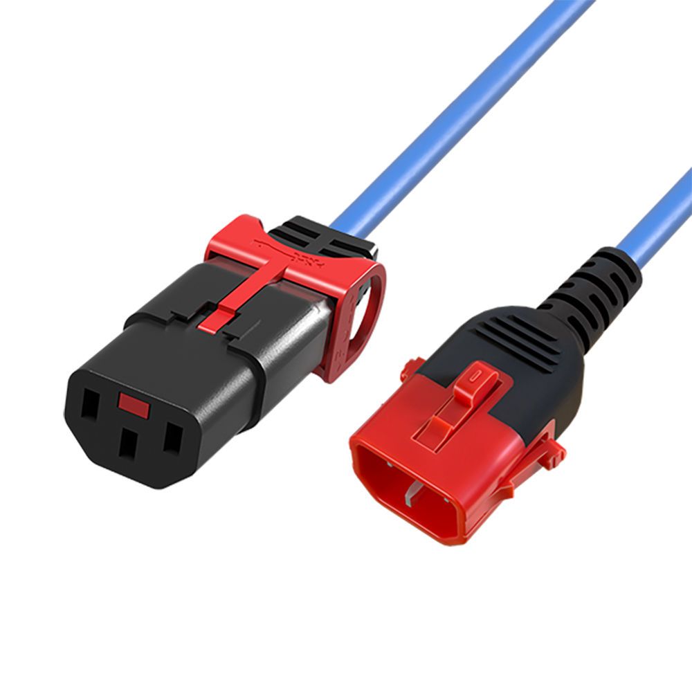 ACT Powercord C13 IEC Lock+ - C14 IEC Lock Dual Locking 3m Blue