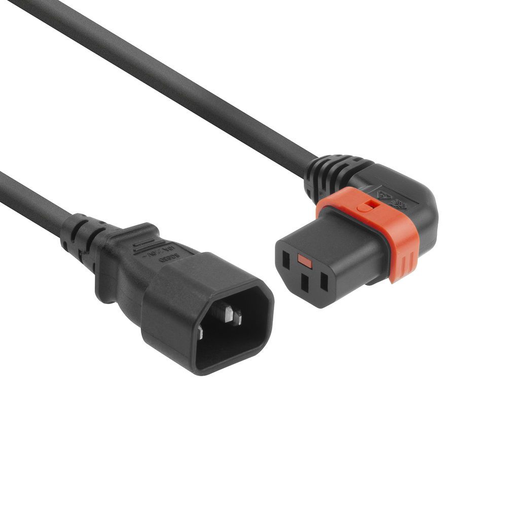 ACT Powercord C14 - C13 IEC Lock (left angled) 1m Black