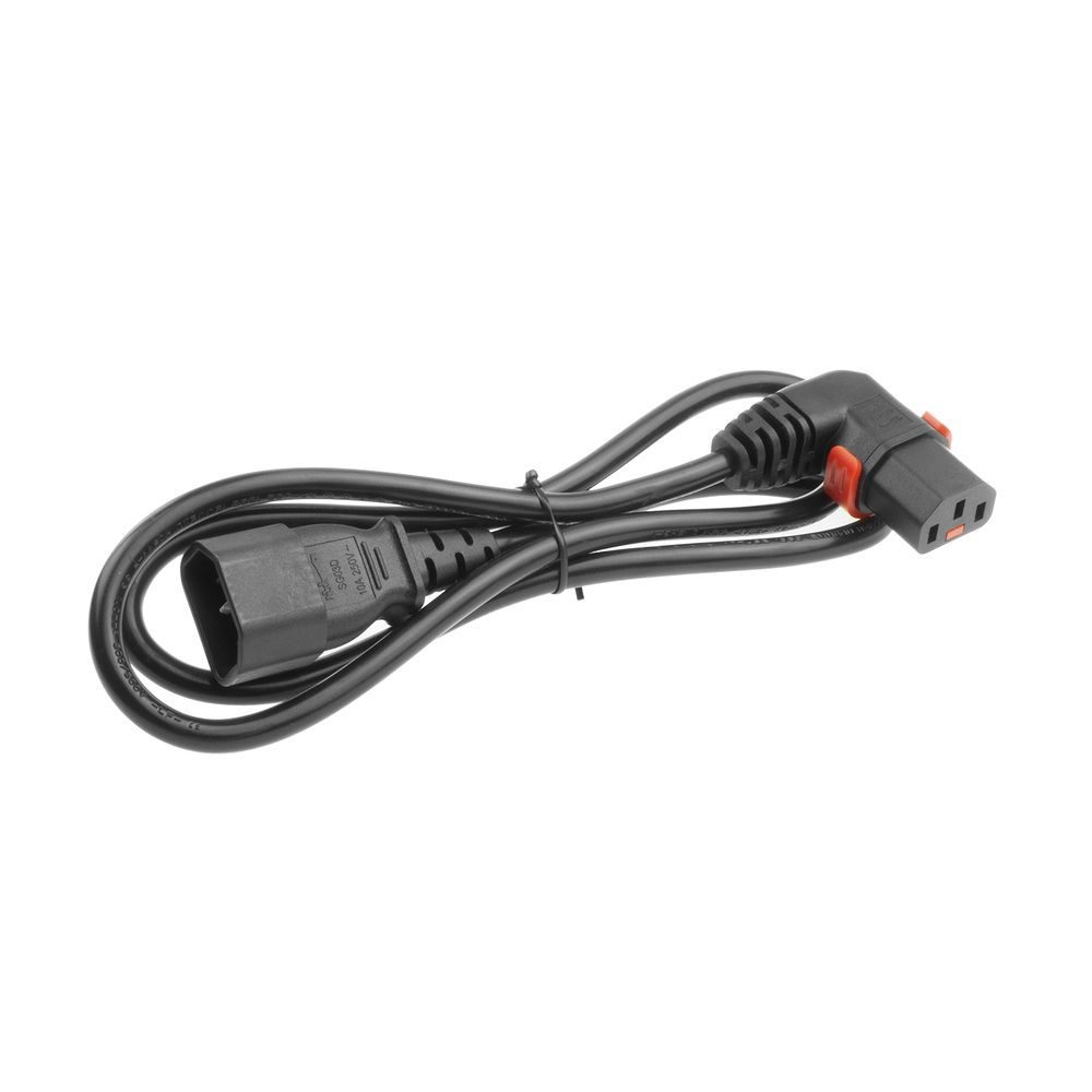 ACT Powercord C14 - C13 IEC Lock (right angled) 1m Black