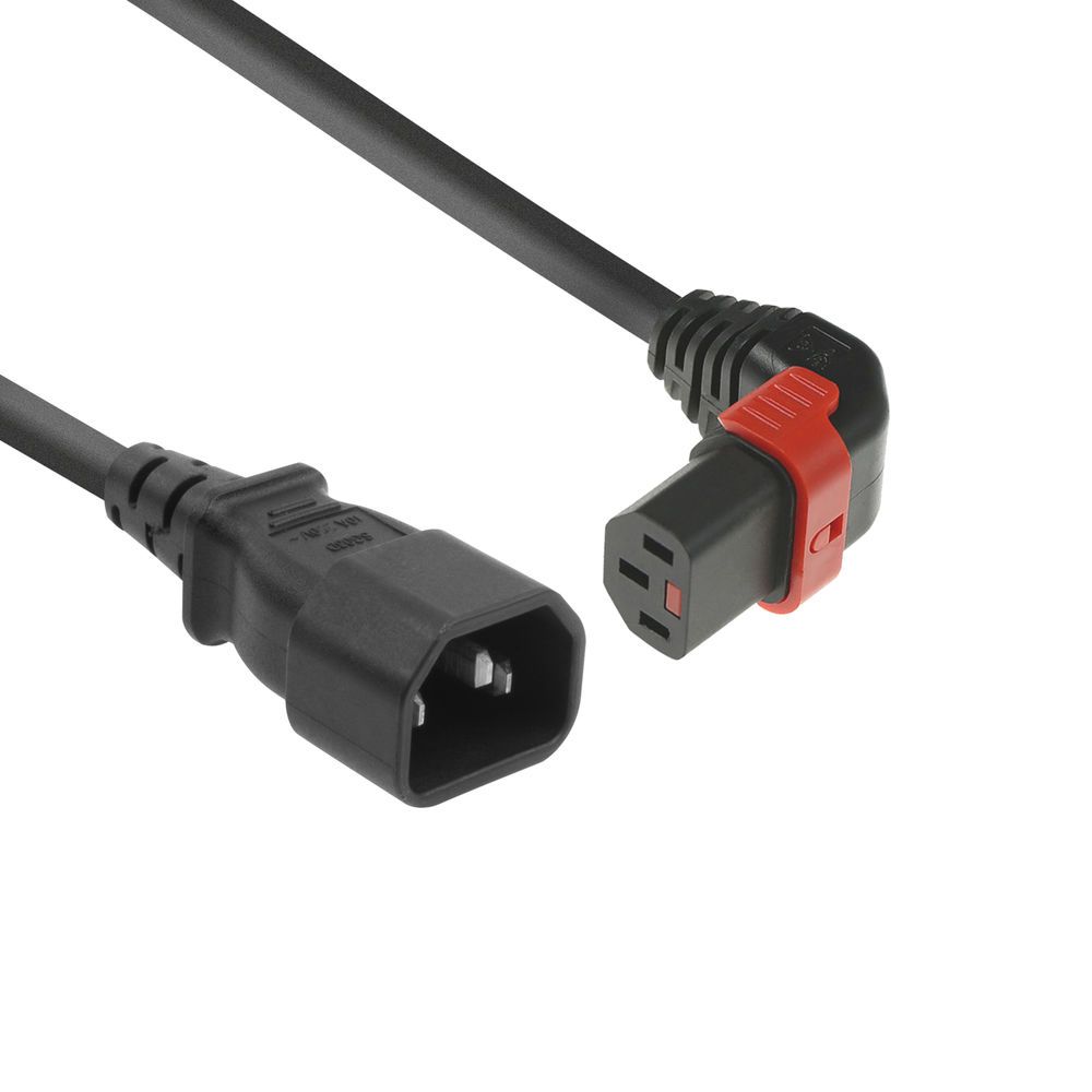 ACT Powercord C14 - C13 IEC Lock (up angled) 1m Black