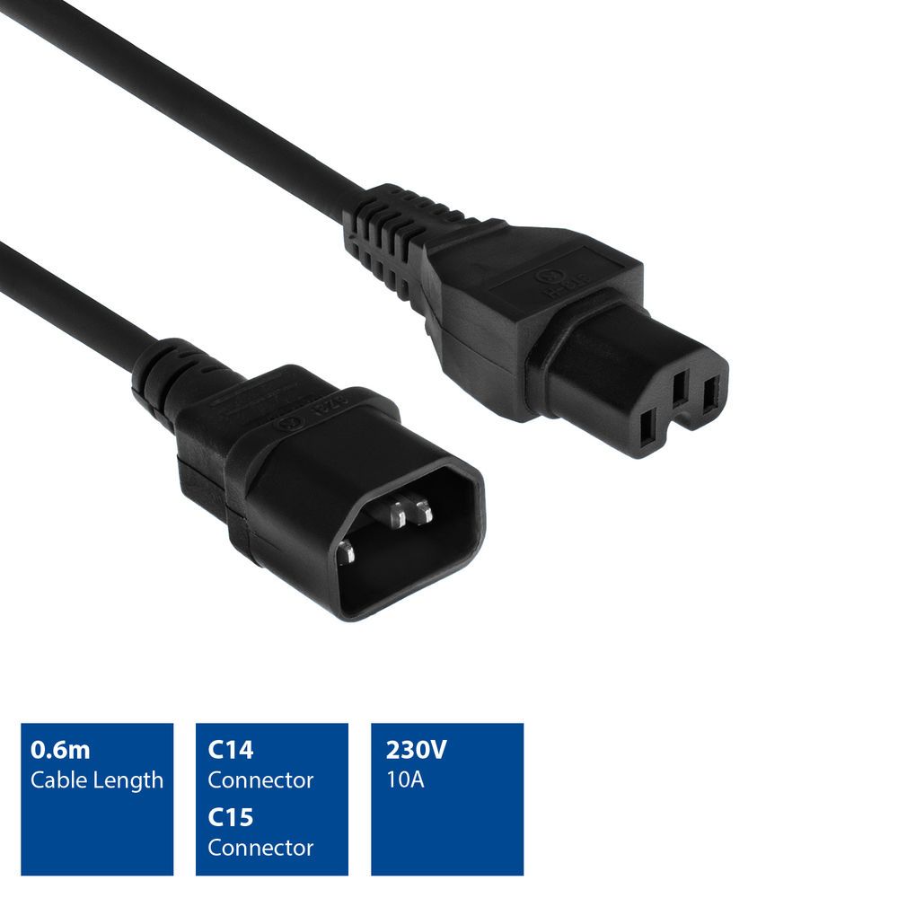 ACT Powercord C14 - C15 0,6m Black