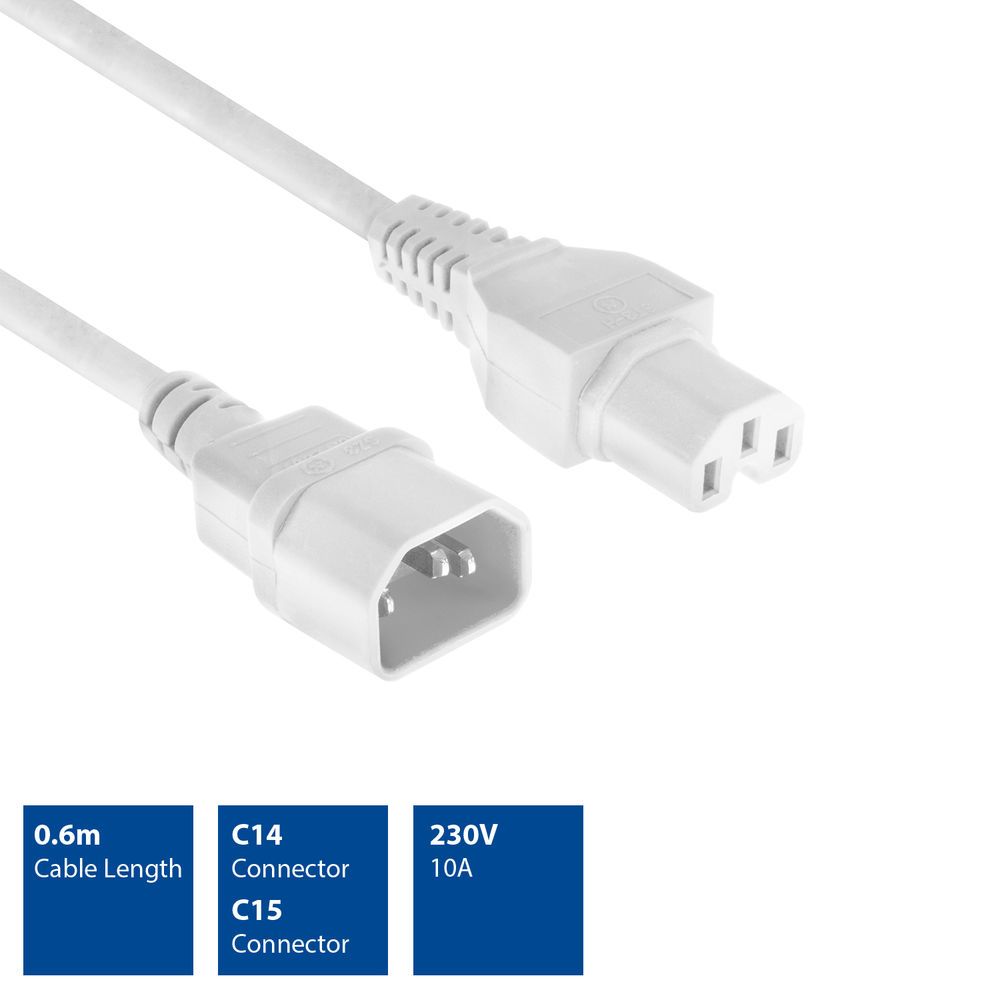 ACT Powercord C14 - C15 0,6m White