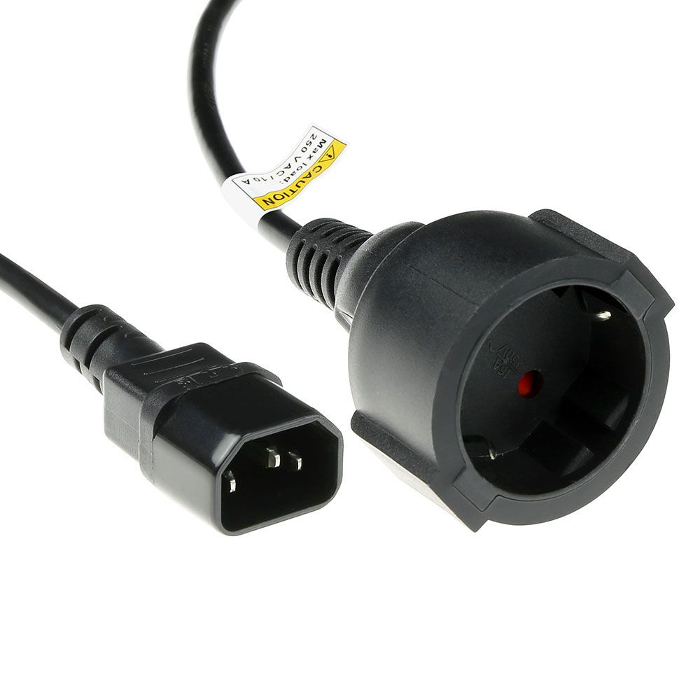 ACT Powercord C14 - Type F female (max. current 10A) 0,6m Black