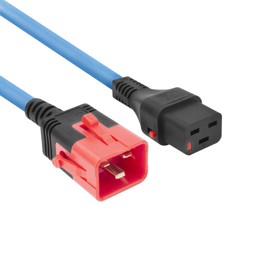 ACT Powercord C19 IEC Lock - C20 IEC Lock Dual Locking 1m Blue