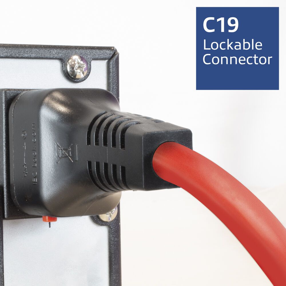 ACT Powercord C19 IEC Lock - C20 IEC Lock Dual Locking 1m Red