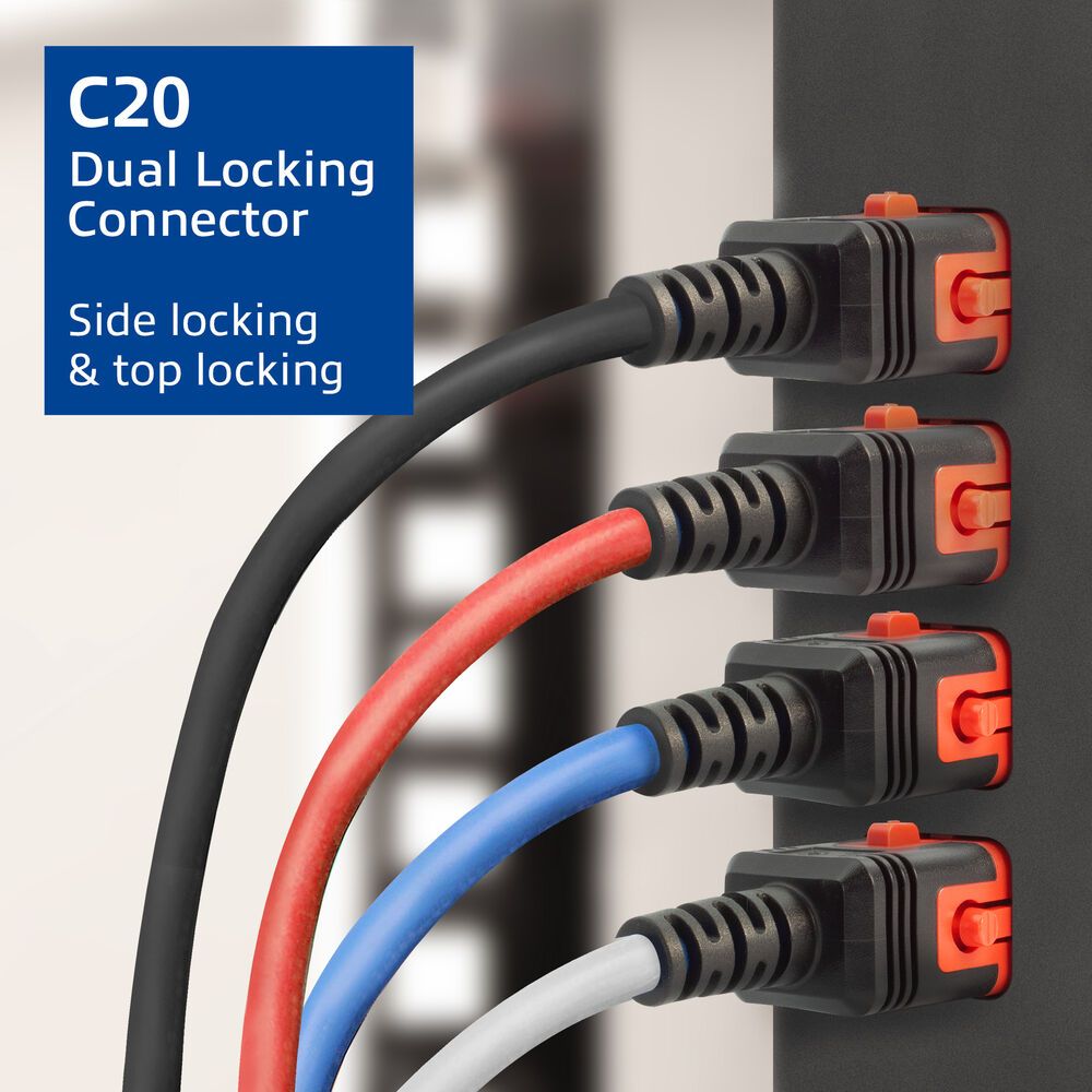 ACT Powercord C19 IEC Lock - C20 IEC Lock Dual Locking 1m Red