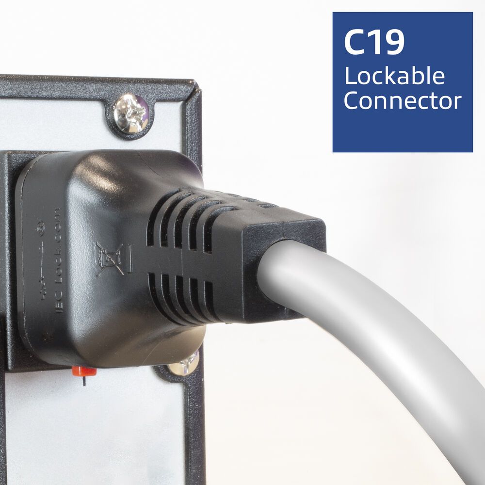 ACT Powercord C19 IEC Lock - C20 IEC Lock Dual Locking 1m White
