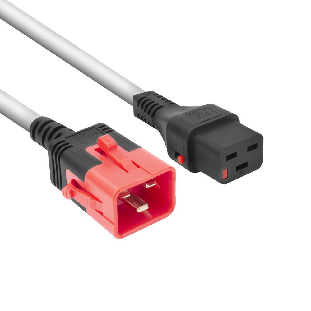 ACT Powercord C19 IEC Lock - C20 IEC Lock Dual Locking 3m White