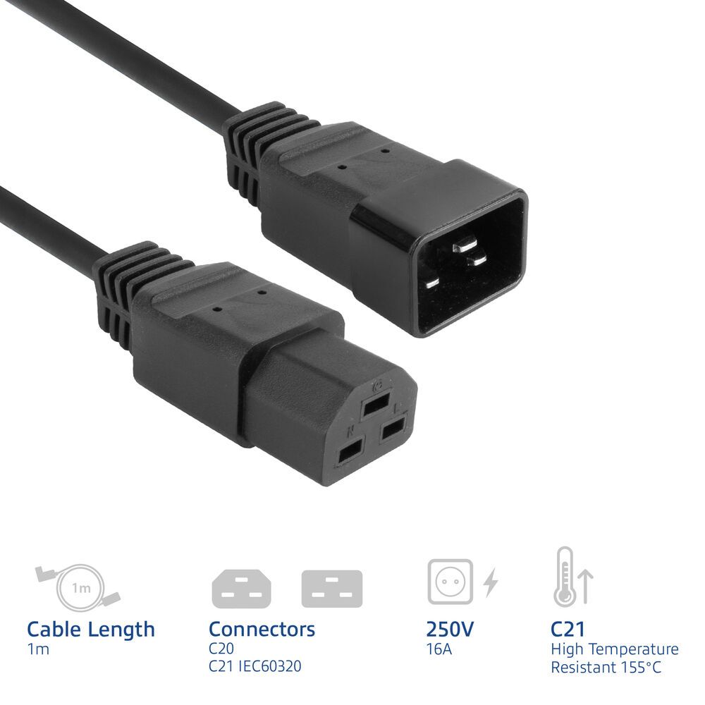 ACT Powercord C20 - C21 1m Black