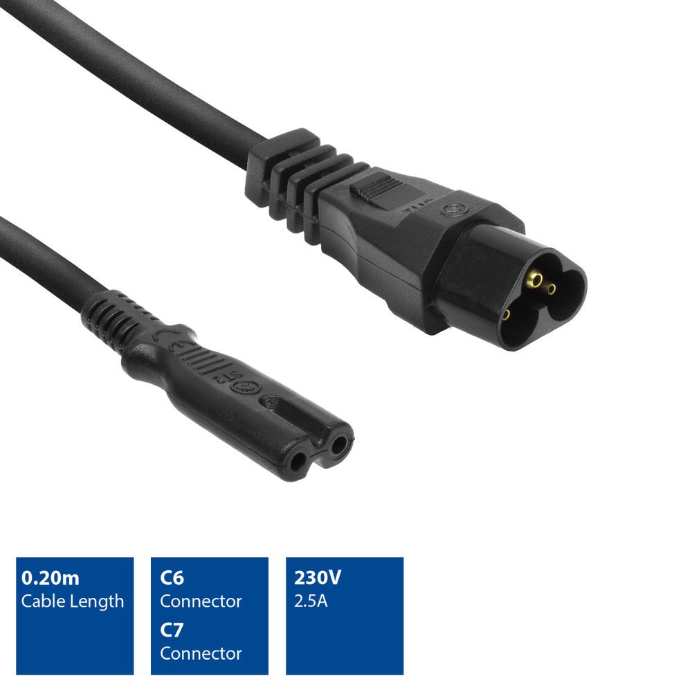 ACT Powercord C6 - C7 0,2m Black