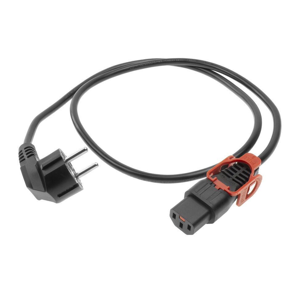 ACT Powercord CEE 7/7 male (angled) - C13 IEC Lock+ 2m Black 5-pack