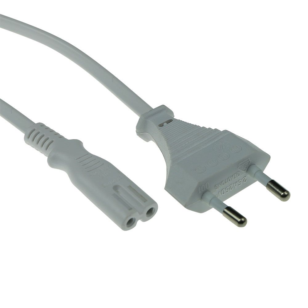ACT Powercord Euro male - C7 female 3m White