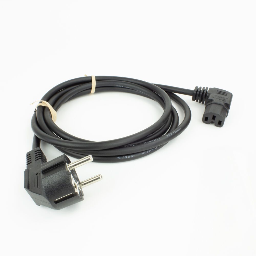 ACT Powercord mains connector Schuko CEE 7/7 male (angled) - C15 (angled left) IEC 60320 1m Black
