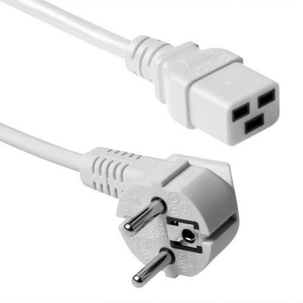 ACT Powercord mains connector Schuko CEE 7/7 male (angled) - C19 IEC 1,2m White