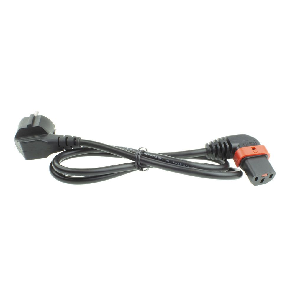 ACT Powercord Schuko CEE 7/7 male (angled) - C13 IEC Lock (left angled) 1m Black