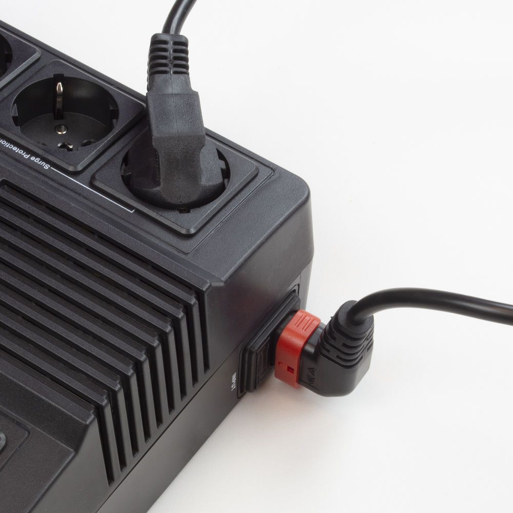 ACT Powercord Schuko CEE 7/7 male (angled) - C13 IEC Lock (left angled) 1m Black