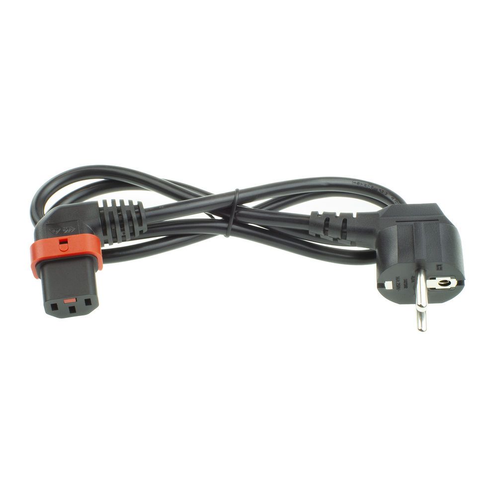 ACT Powercord Schuko CEE 7/7 male (angled) - C13 IEC Lock (right angled) 1m Black