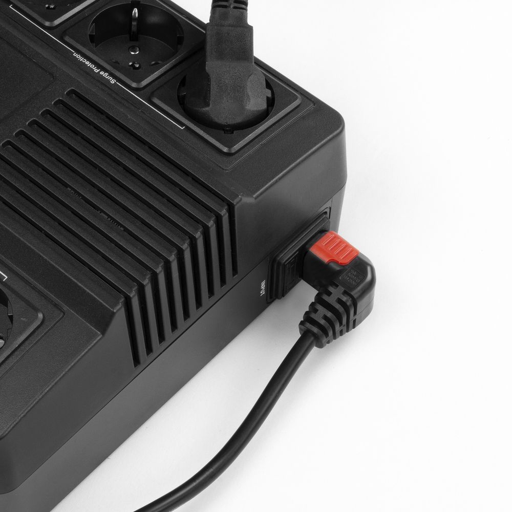 ACT Powercord Schuko CEE 7/7 male (angled) - C13 IEC Lock (up angled) 1m Black