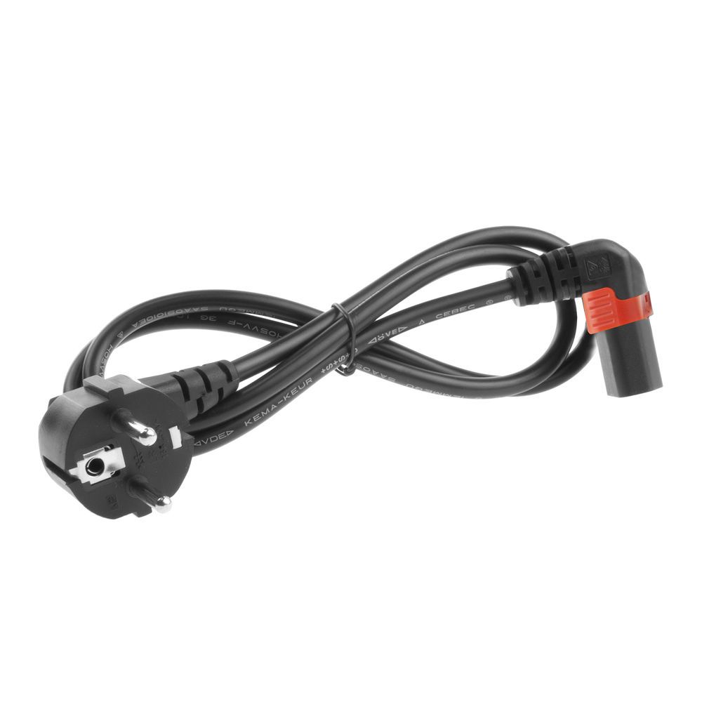 ACT Powercord Schuko CEE 7/7 male (angled) - C13 IEC Lock (up angled) 3m Black