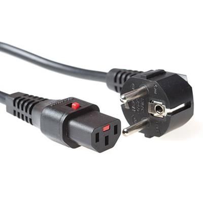 ACT Powercord Schuko CEE 7/7 male (angled) - C13 IEC Lock 1m Black