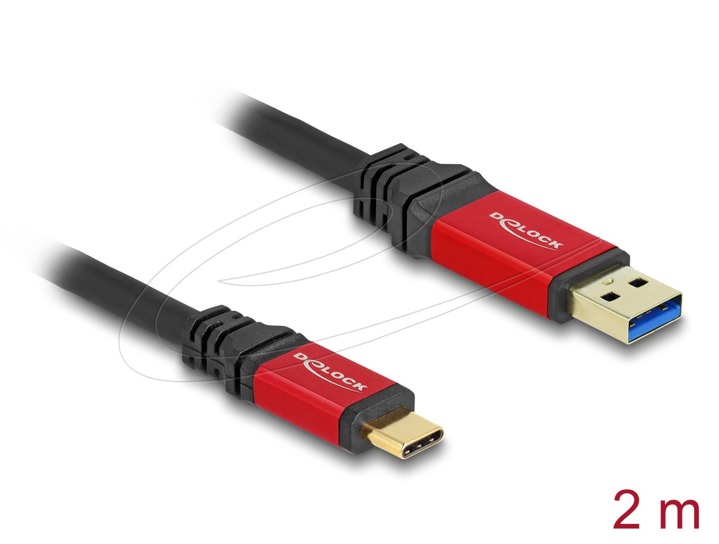 DeLock USB 10 Gbps Cable USB Type-A male to USB Type-C™ male 2m Red Metal