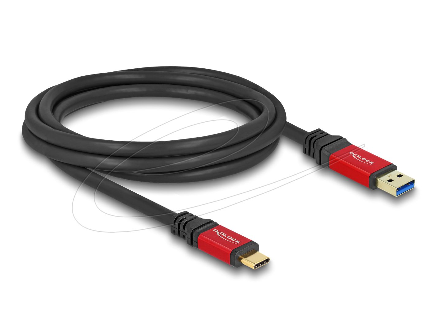 DeLock USB 10 Gbps Cable USB Type-A male to USB Type-C™ male 2m Red Metal