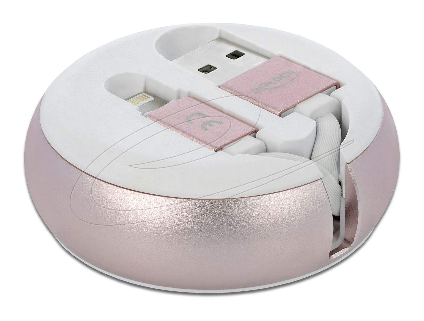 DeLock USB Retractable Cable Type-A to Lightning™ White/Pale Pink