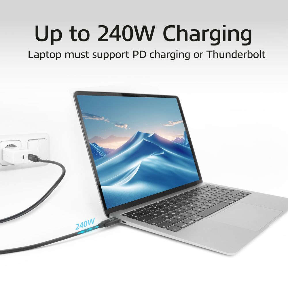 ACT USB4 20Gbps 240W USB Type-C Cable USB-IF certified 2m Black