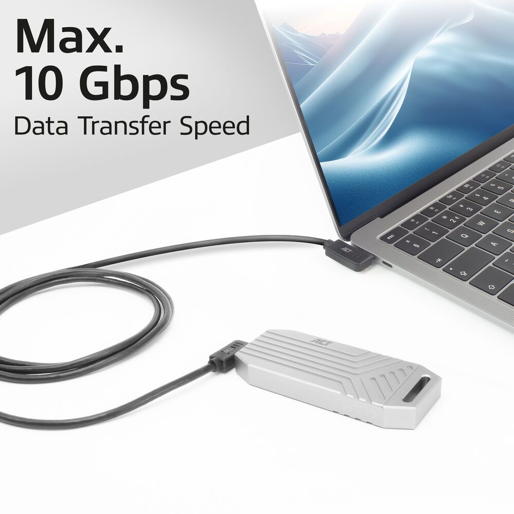 ACT USB 3.0 60W USB Type-C (left/right angled) to USB Type-C (left/right angled) Cable 0,5m Black