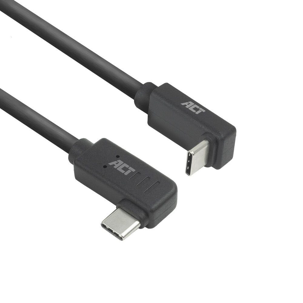 ACT USB 3.0 60W USB Type-C (left/right angled) to USB Type-C (up/down angled) Cable 2m Black
