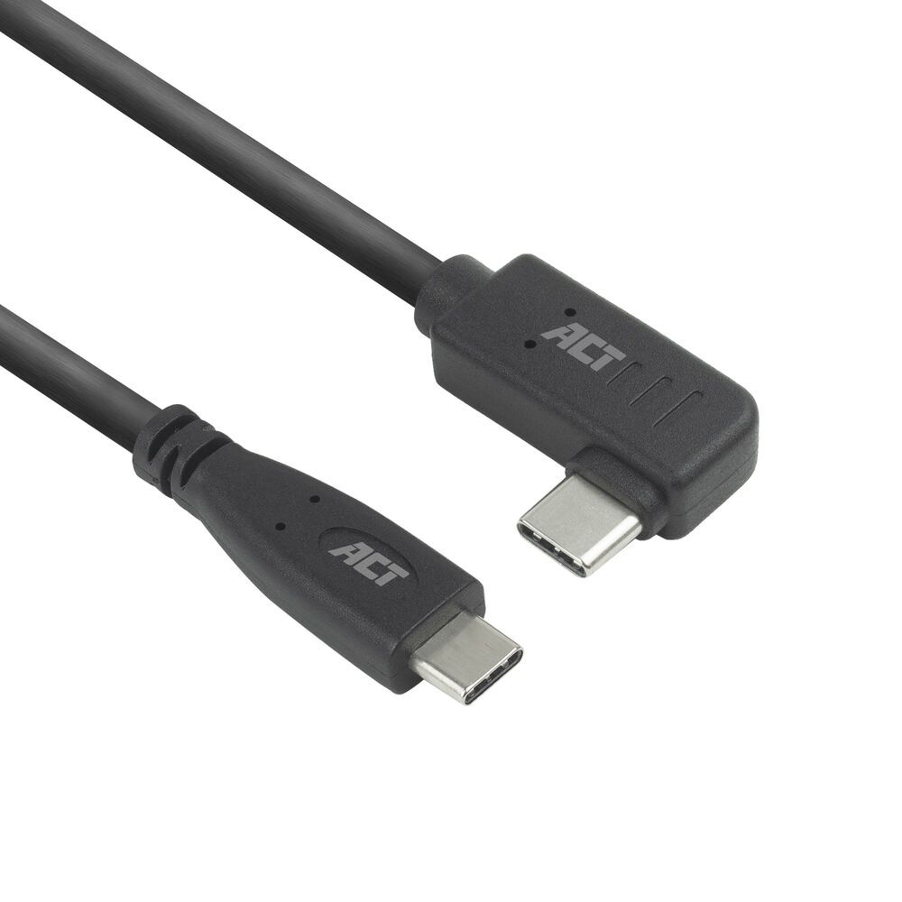 ACT USB 3.0 60W USB Type-C (straight) to USB Type-C (left/right angled) Cable 3m Black