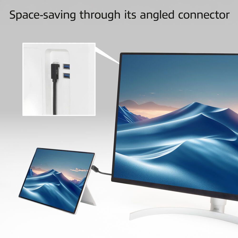 ACT USB 3.0 60W USB Type-C (up/down angled) to USB Type-C (up/down angled) 0,5m Black