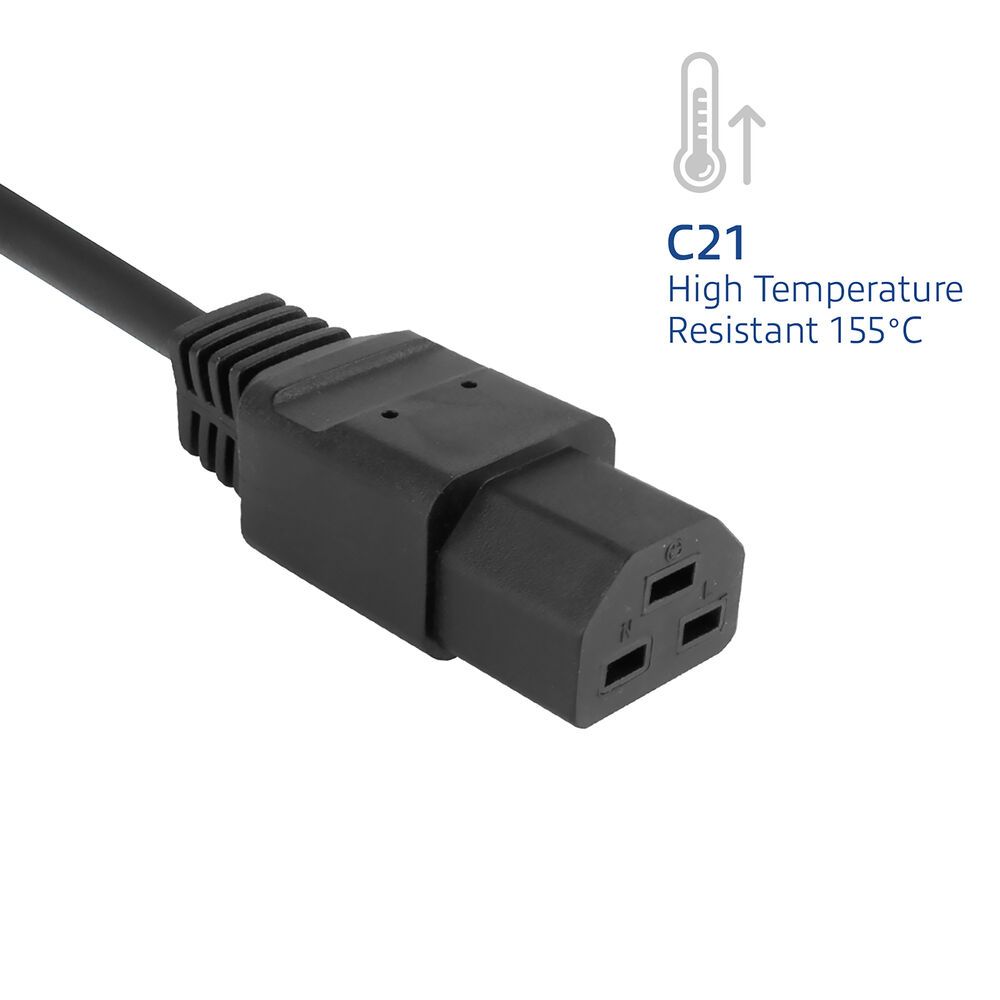 ACT Powercord C14 male- C21 famale 1m Black
