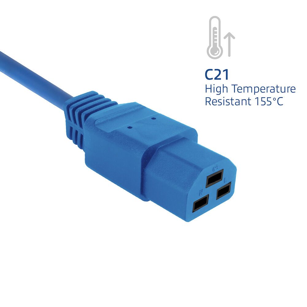 ACT Powercord C14 male- C21 famale 2m Blue