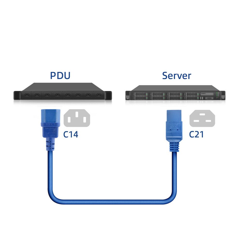 ACT Powercord C14 male- C21 famale 2m Blue