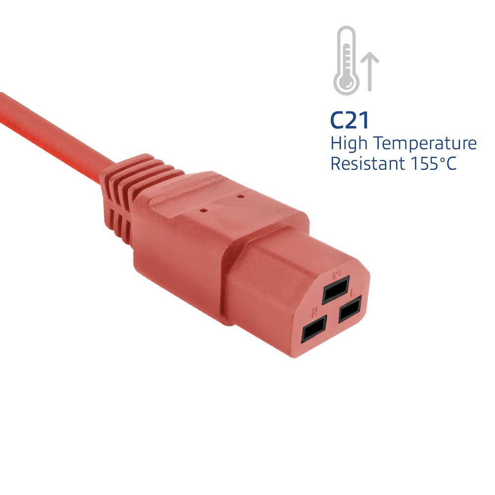 ACT Powercord C14 male- C21 famale 1,5m Red