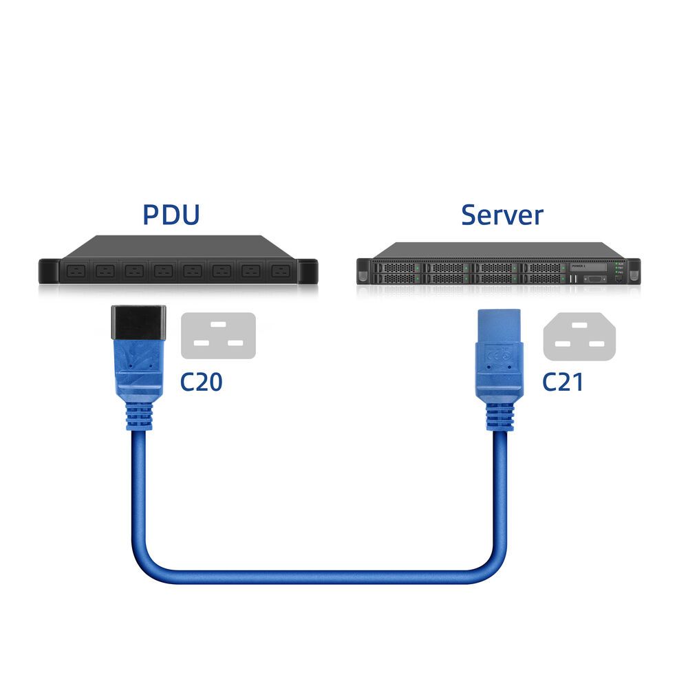 ACT Powercord C20 male - C21 famale 1m Blue