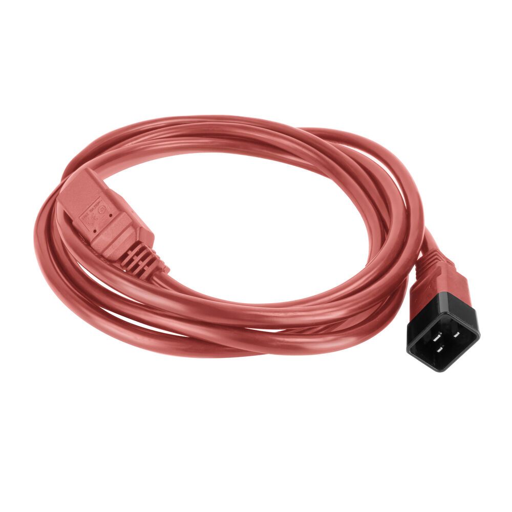 ACT Powercord C20 male - C21 famale 2,5m Red