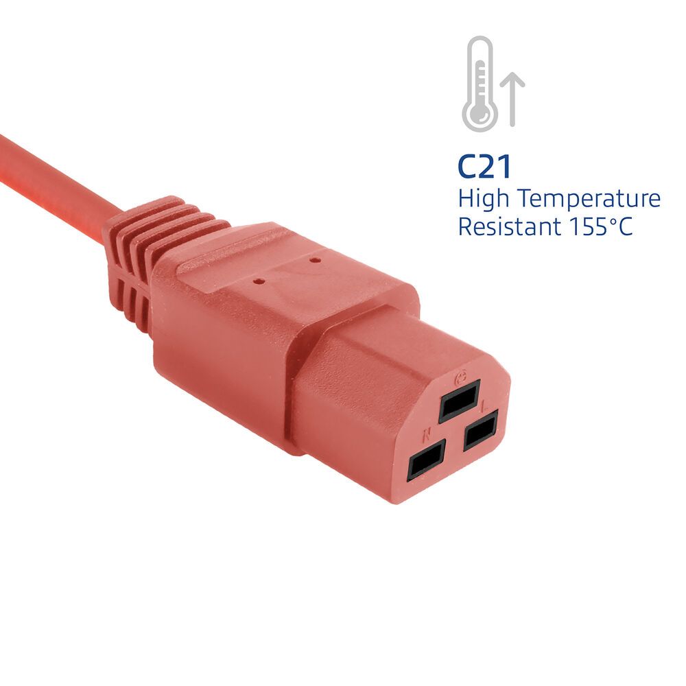 ACT Powercord C20 male - C21 famale 2,5m Red