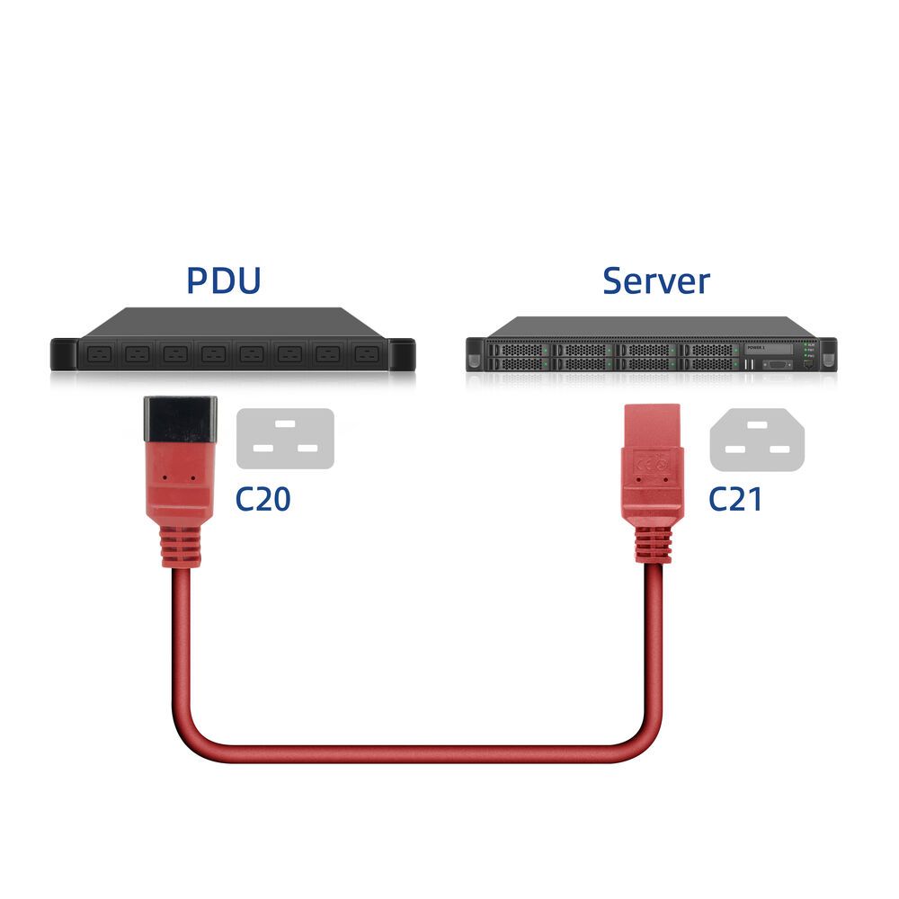 ACT Powercord C20 male - C21 famale 2,5m Red