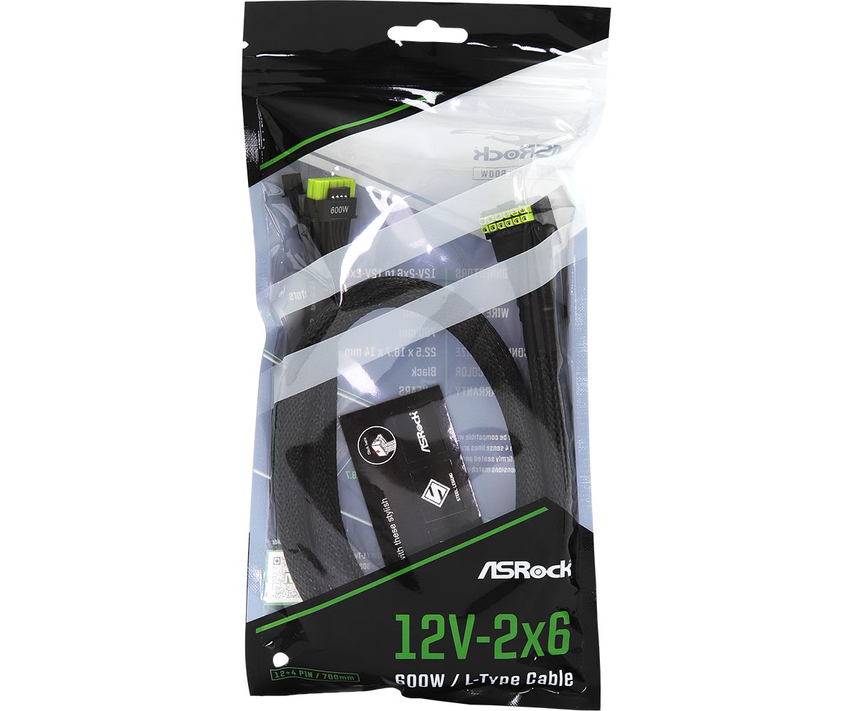 ASRock 12V-2x6 600W / L-Type Cable 0,7m Black