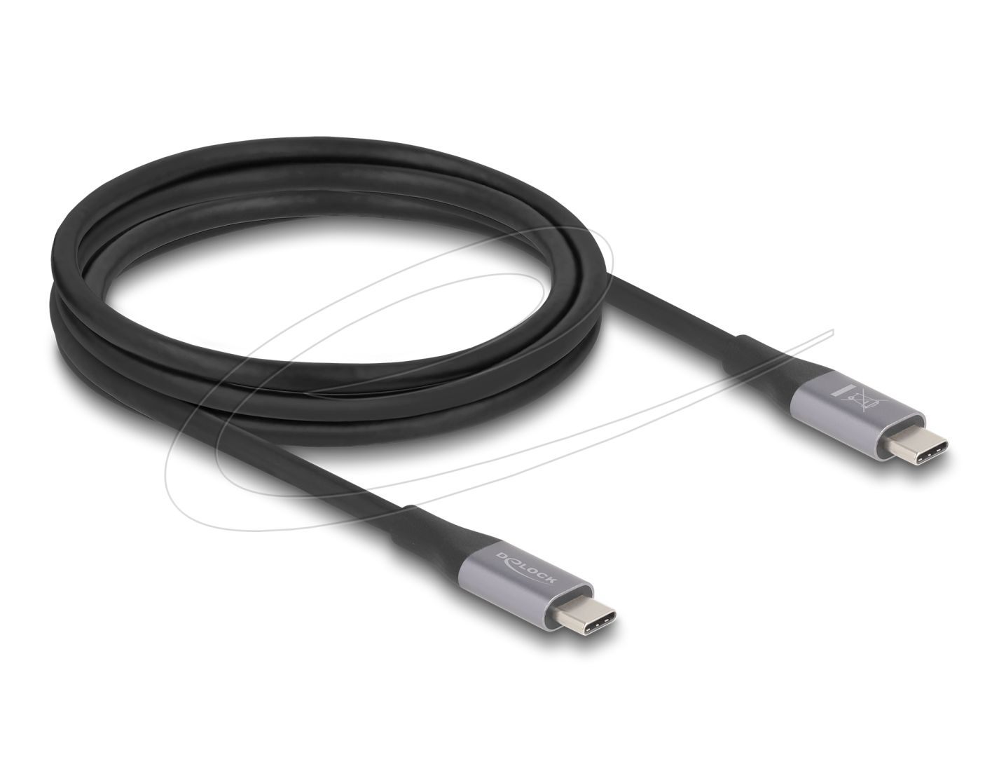 DeLock USB 40 Gbps Cable USB Type-C male to male PD 3.1 240W E-Marker 2m Grey metal