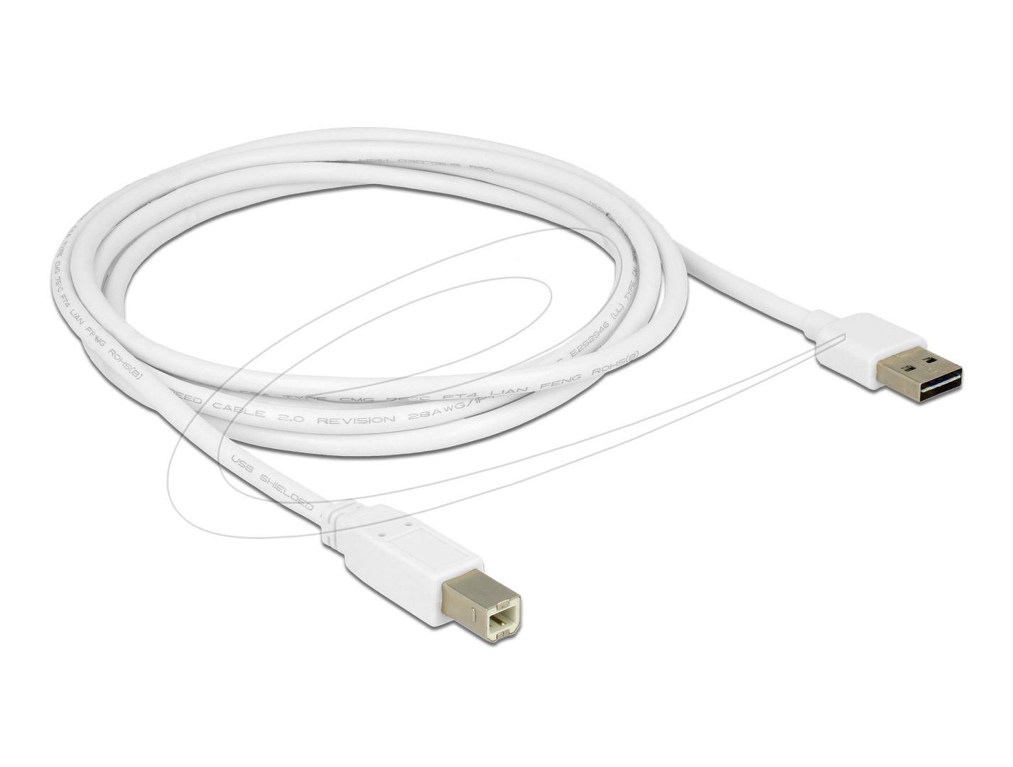 DeLock USB 2.0 Type-A male to USB 2.0 Type-B male 2m White